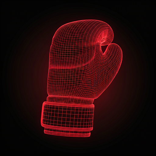 Illustrative wireframe boxing glove, not a tested prototype
