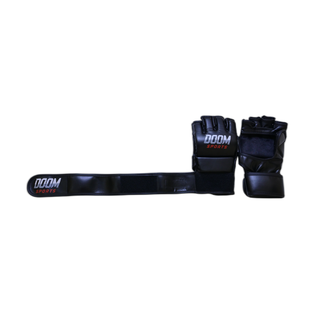 K-1 GRAPPLE (Open Palm) — black synthetic MMA gloves